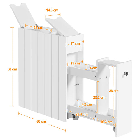 Yaheetech Slim Bathroom Cabinet on Wheels with Drawer & Slide Shelf, White