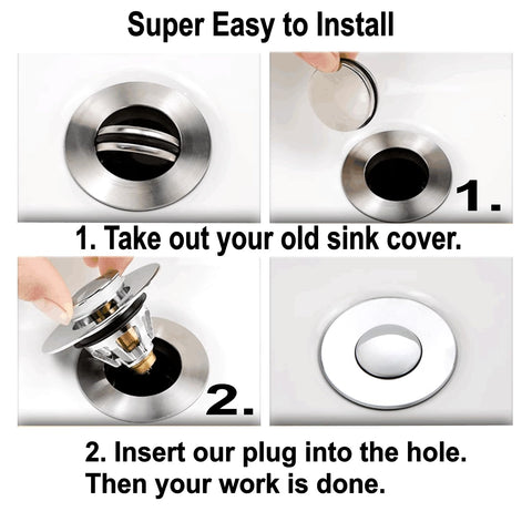 JZK Brass bathroom pop up sink plug replacement for 34-38mm drain hole, universal metal sink strainer stopper, click-clack basin waste plug basket