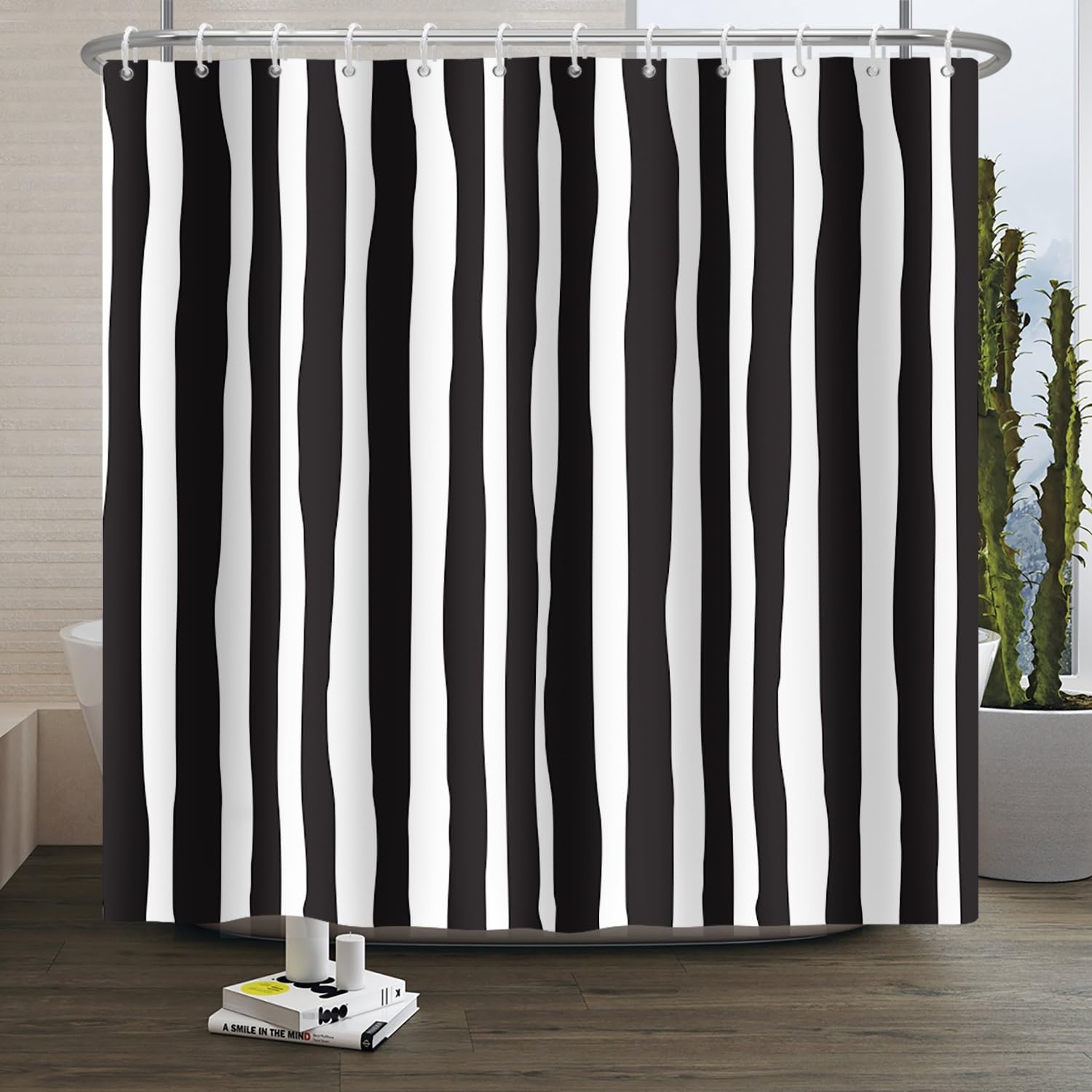 Xiaoterna Stripes Shower Curtain Geometric Line Abstract Modern Luxury Art Bathroom Curtain Modern Geometric Lines Minimalist Shower Curtain Machine