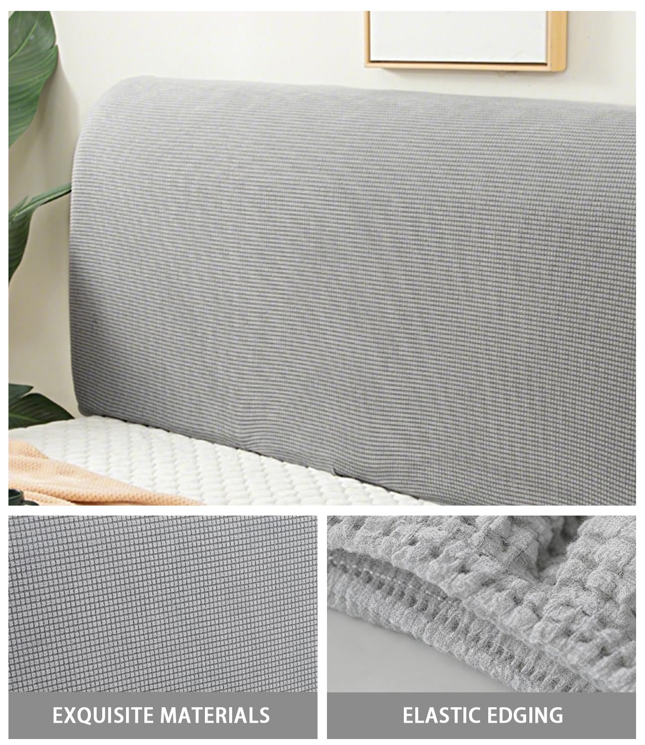FANSU Headboard Cover for Single Double King Size Bed, Polar fleece Dustproof Headboard Wrap
