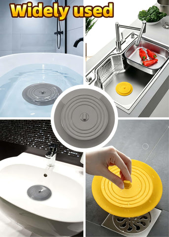 RQzaufania 2 Pack 15.3 cm Diameter Silicone Tub Stopper, Drain Stopper Universal Sink Plug for Kitchen Sink & Basin, Bathtub (Yellow&Grey)