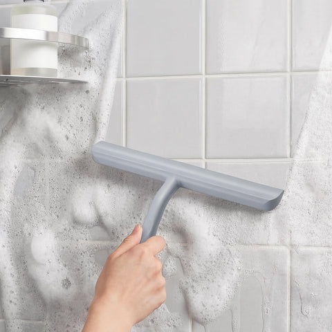 Vinabo Silicone Shower Squeegee – Glass Wiper for Shower Doors, Bathroom Screens, Mirrors, Car Windows & Glass Cleaning，Grey,21cm