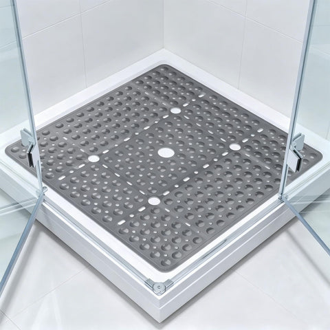 ZOKBOM Square Shower Mat Non Slip 70x70cm | Extra Large Shower Mat for Inside Shower with Suction Cups & Drain Holes