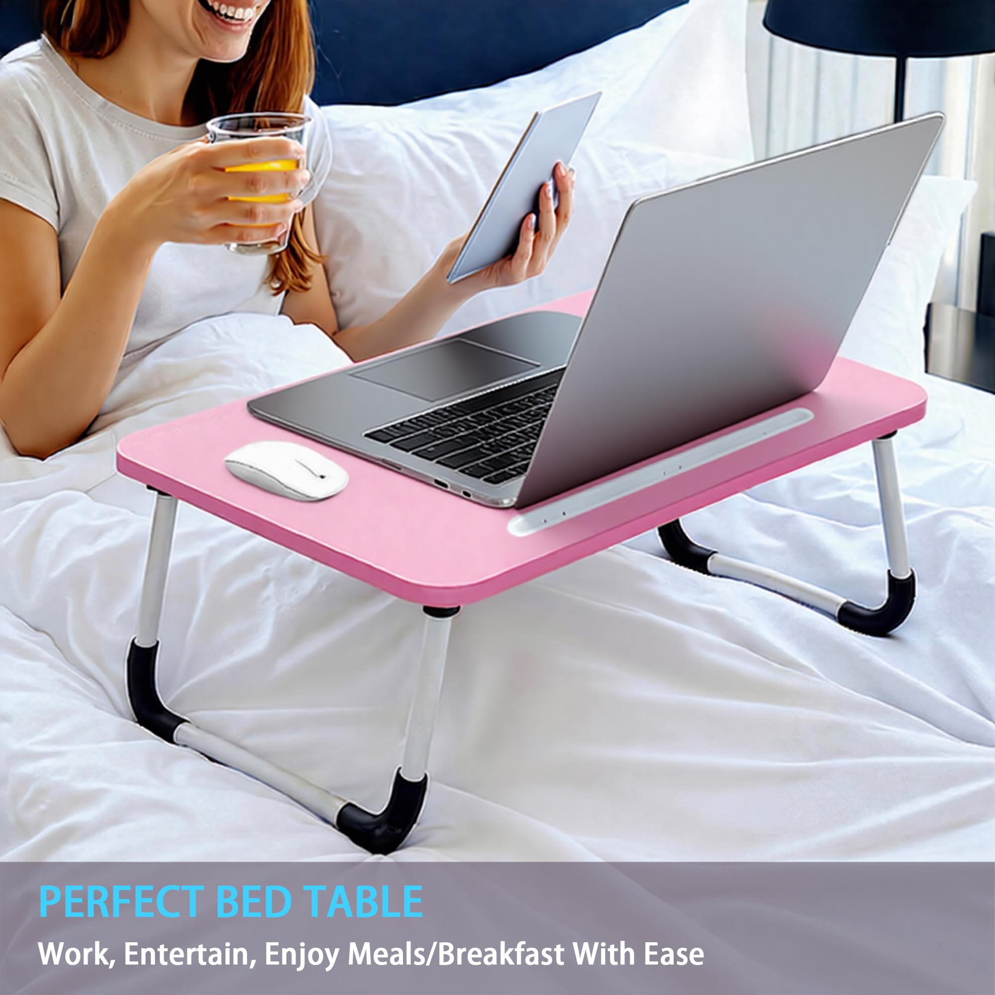 Small Laptop Bed Desk - Lap Desk 48 x 30cm for Breakfast Tray Table, Eating, Reading, Writing, Working, Laptop Stand for Bed, Sofa, Office and Home