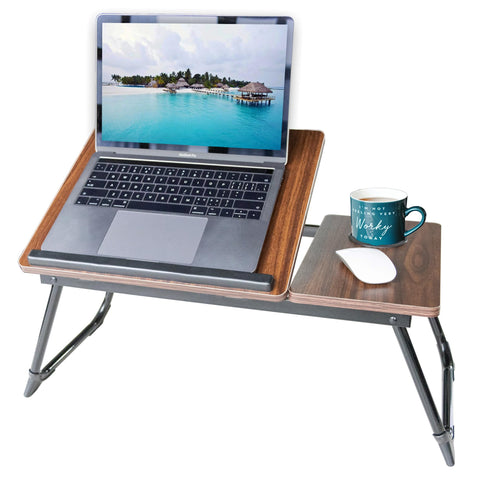 Laptop Desk, Laptop Bed Table with Foldable Legs & Cup Slot, Reading Holder Notebook Stand Breakfast Bed Tray Book Holder for Sofa, Bed, Terrace
