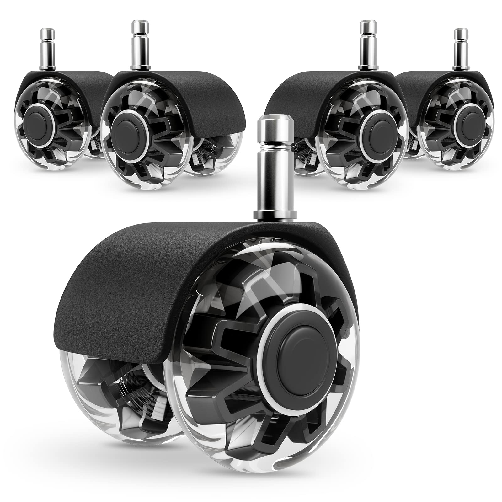 Replacement Office Chair Wheels (1000 kg) - 10 x 22 mm Wheels for Office Chairs, Smooth and Quiet Hard Floor Castors