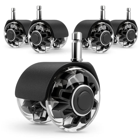 Replacement Office Chair Wheels (1000 kg) - 11 x 22 mm Wheels for Office Chairs, Smooth and Quiet Hard Floor Castors
