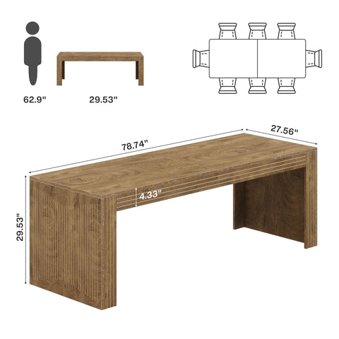 Tribesigns 78.7-inch Large Dining Table for 6-8, Rectangular Kitchen Table with Heavy Duty Pedestal