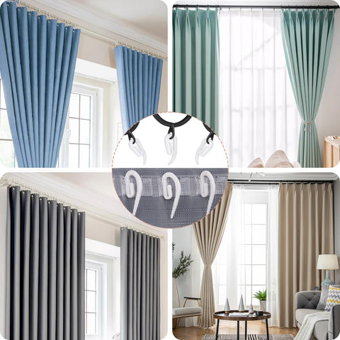 Curtain Hooks Plastic White Pack of 120, 2.8x1.2cm, Drapery Hooks for Windows, Doors and Shower Curtains Fits Most of Curtains
