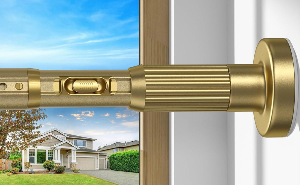 ZipGlo Extendable Shower Curtain Pole 104-262cm Gold Tension Curtain Rod