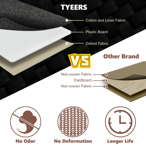 TYEERS Extra Large Storage Box with Lids and Compartments, Collapsible, Washable, Fabric Box with Lid for Clothes, Wardrobe Storage, 55x33x30 cm