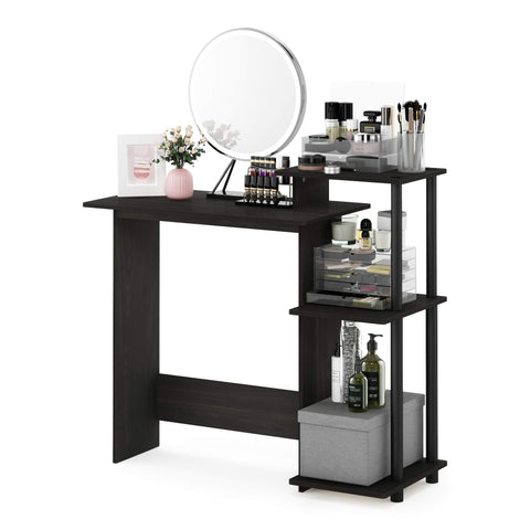 Furinno EFFICIENT Desk, Gaming Desk, with 3 Open Side Shelves, Laptop Notebook Computer Desk,Office Desk for Home Office, Study Room, Dorm, Espresso