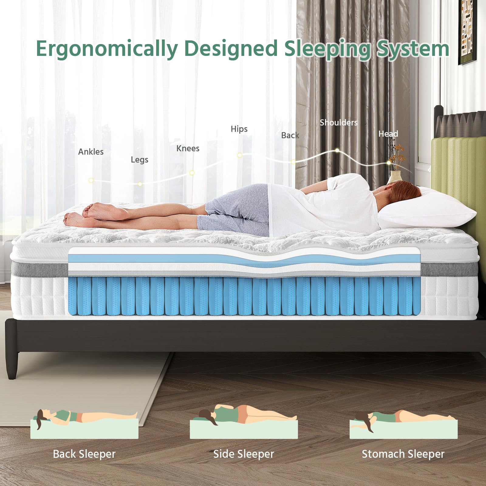 SZsuilong Single Mattress, 11 IN Hybrid Pocket Sprung Cooling Mattress