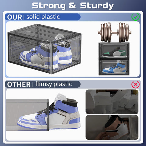 TidyTrove Shoe Storage Box, 6 Pcs Shoe Box Clear Plastic Stackable