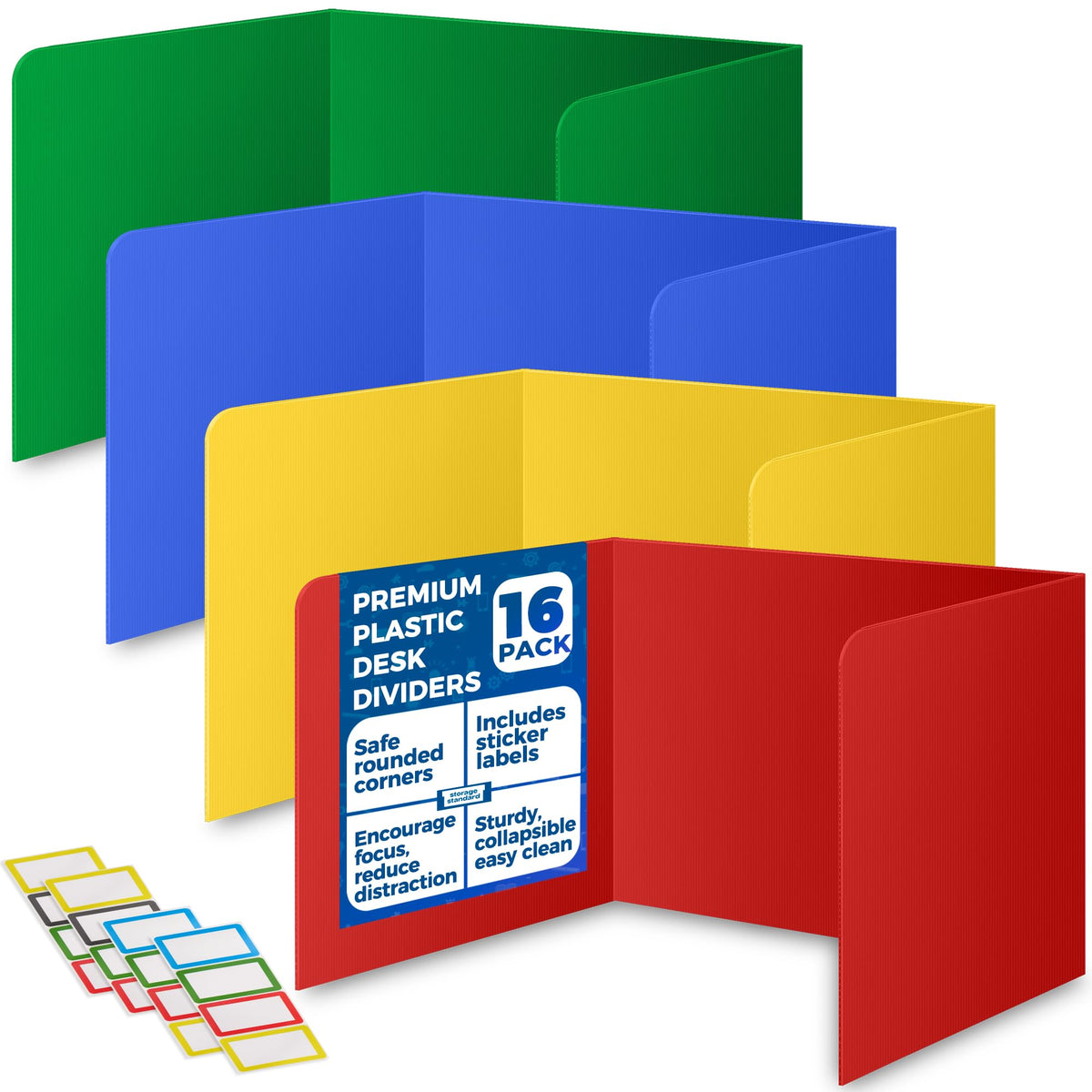 16-Pack Desk Dividers for Students - Durable & Waterproof Plastic Study Carrel Divider, Classroom Folders Teacher Supplies
