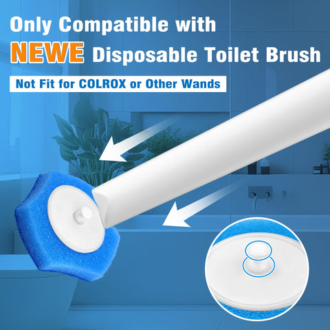 NEWE Disposable Toilet Brush Cleaner Refills 16 Packs, Compatible with Upgraded Clamping Wand System