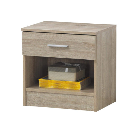 Timber Art Design UK Rio Costa Bedside Table with 1 Drawer & Shelf Cabinet Storage Unit Nightstand Table Modern Furniture for Living Room, Bedroom