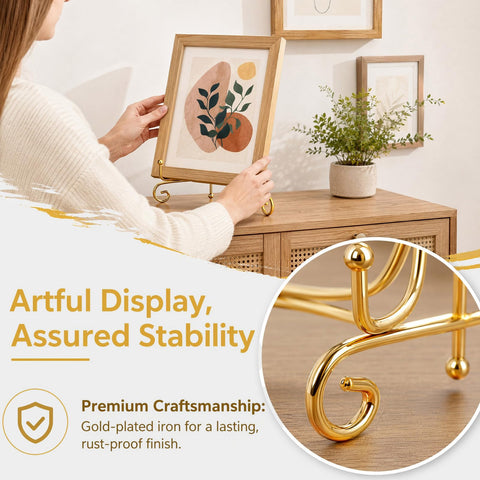 12 Pack Plate Stand for Display Plate Holder 4&6&8 Inch Gold Display Stand