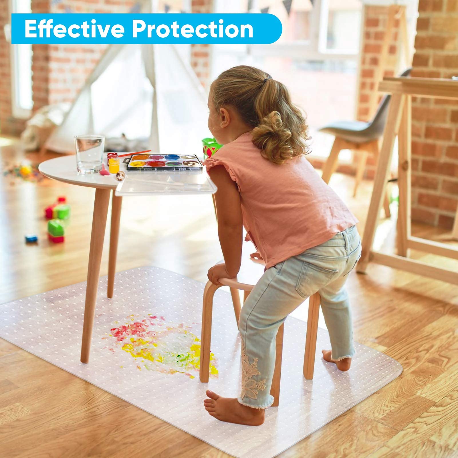 Rectangular Chair Mat for Carpet Protection, Clear Transparent PVC Floor Carpet Protector
