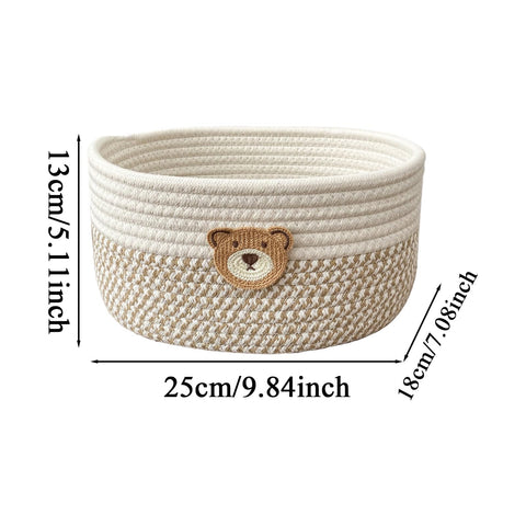 GOUHIDAMAI Rope Basket | Small Basket for Organizing | Decorative Box Cotton Organizer Bin for Laundry Room Bedroom Living Space Nursery Nightstands