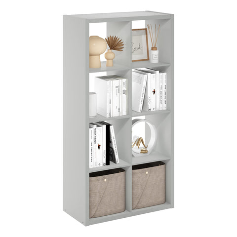 Furinno CUBICLE Book Shelf, 8-Cube Thick Frame Bookshelf, Horizontally & Vertically Reversible Bookcase with Open Back, 14.6 x 30 x 57.9