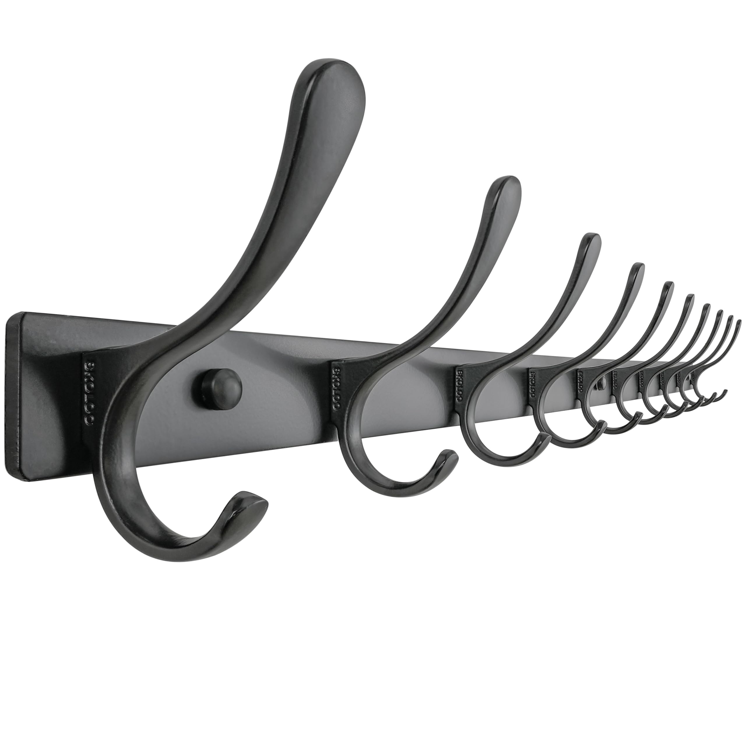 SKOLOO Coat Rack Wall Mounted - 10 Hooks, Heavy Duty, Stainless Steel, Metal Wall Coat Hanger, Sturdy Wall Hooks for Hanging Coat, Jacket, Clothes
