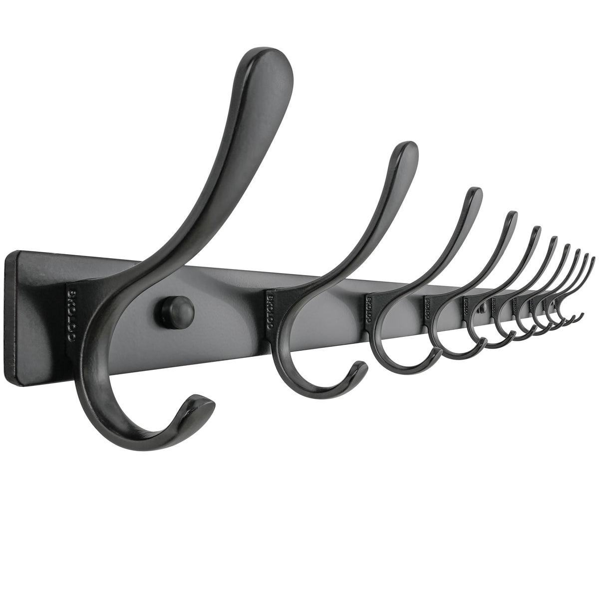 SKOLOO Coat Rack Wall Mounted - 10 Hooks, Heavy Duty, Stainless Steel, Metal Wall Coat Hanger, Sturdy Wall Hooks for Hanging Coat, Jacket, Clothes