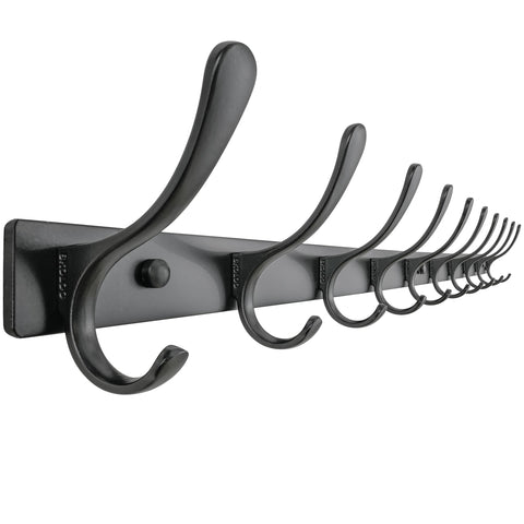 SKOLOO Coat Rack Wall Mounted - 10 Hooks, Heavy Duty, Stainless Steel, Metal Wall Coat Hanger, Sturdy Wall Hooks for Hanging Coat, Jacket, Clothes