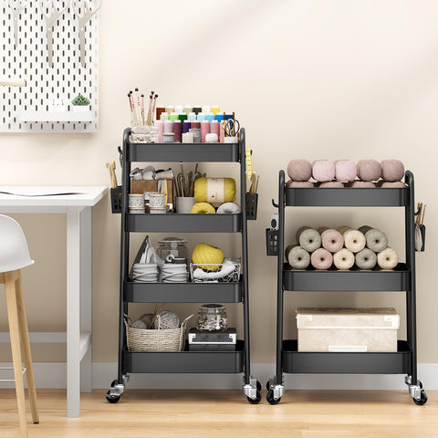 Urackify 4 Tier Storage Trolley on Wheels, Black