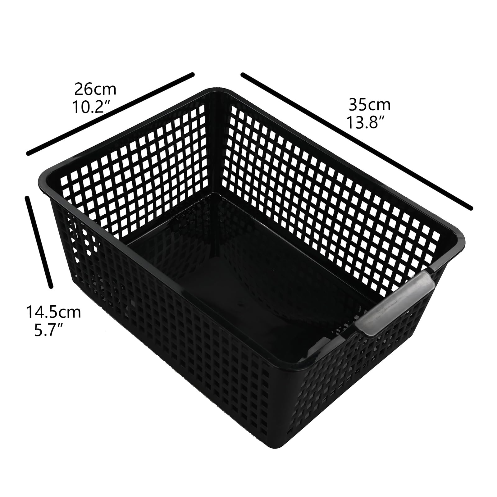 Begale Large Plastic Storage Bins Basket Organizer, Black, Set of 3
