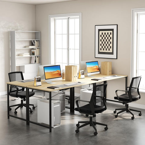 Flrrtenv 80cm Computer Desk, Gaming Desk with Sturdy Metal Frame and X-Shaped Design, Small Office Work Study Desk for Home, Natural