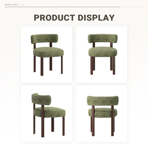 COLAMY Wooden Dining Chairs Set of 4, Fabric Chairs for Dining Room with Open Curved Backrest and Thick Seat Cushion