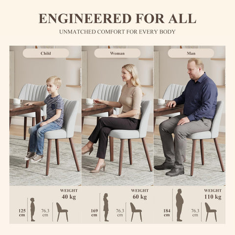 MALOL Upholstered Dining Chairs Set of 6, Fabric Chairs for Dining Room with Solid Wood Legs and Thick Seat Cushion