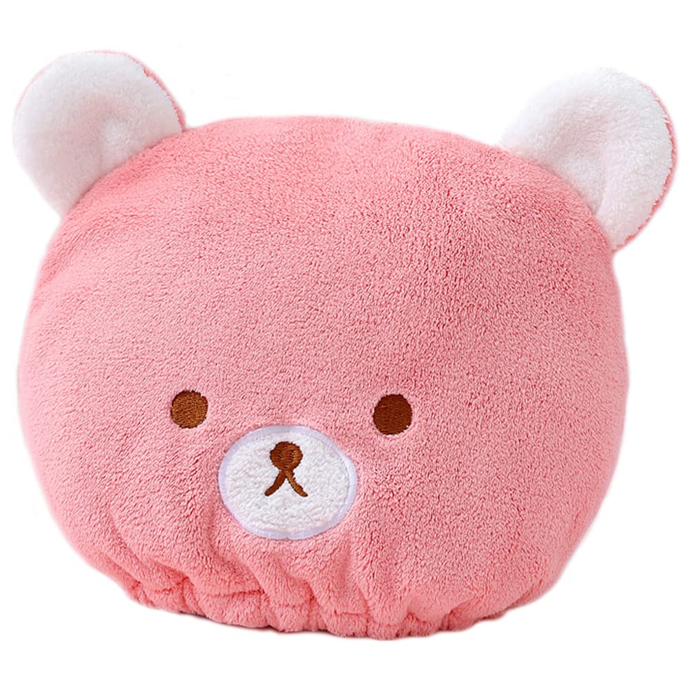 Kids Quick Dry Hair Wrap Towel Hat Cute Bear Hair Daying Wrap Cap Ultra Absorbent Hair Dry Turban Wrap Head Towel Hat Elastic Bath Shower Washing