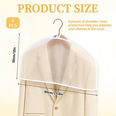 8 Pcs Clothes Covers, Suit Covers For Hanging Clothes, Suit Cover for Hanging Clothes, Suitable for Suits, Dresses,Jackets,Dress Closet Storage