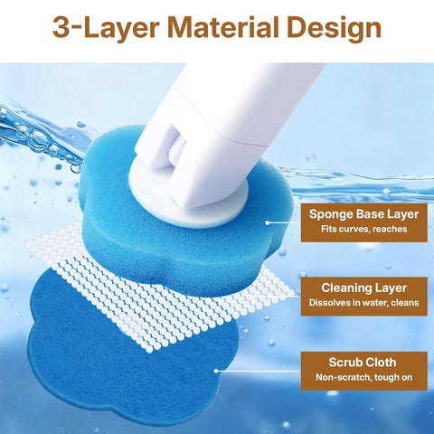 OWLKELA Disposable Toilet Brush with Holders, 48 Refills 1 Pack
