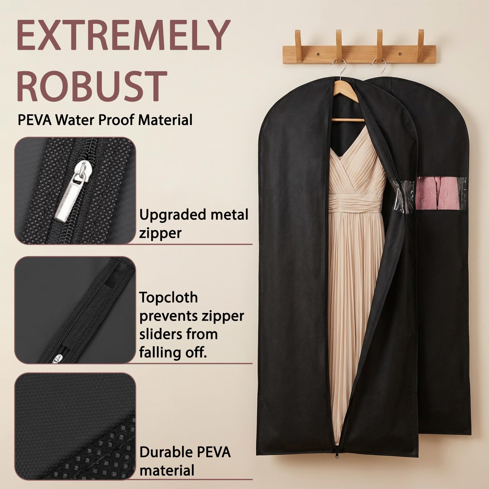 YANJINGSHE Suit Bag, Oxford Garment Bag 60-165cm, 2 Pack Black