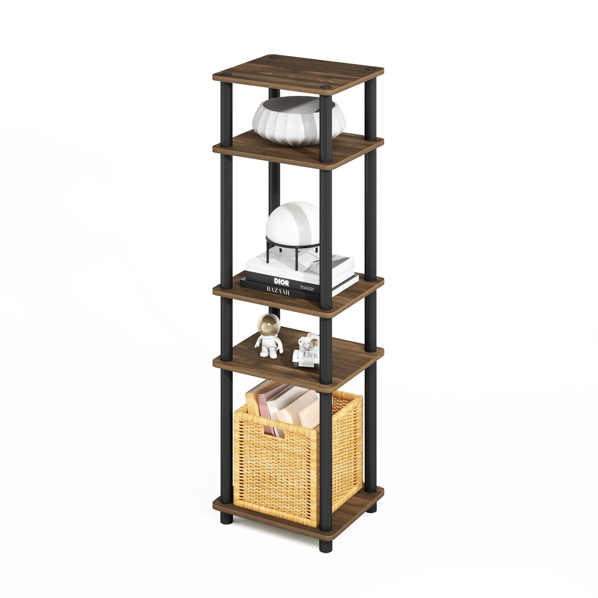 Furinno TURN-N-TUBE Storage Shelves, Stackable Standing Shelf, Open Corner Shelf, for Organization and Storage, Living Room, Garage, Home Office