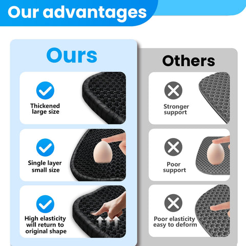 Wenisuow Gel Cushion for Sitting, Thick Gel Seat Cushion with Cover, Black