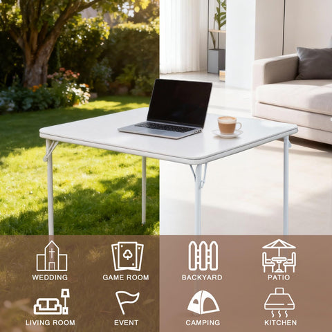 TAO ONE Square Folding Table 32x32 Small Card Table Foldable - White