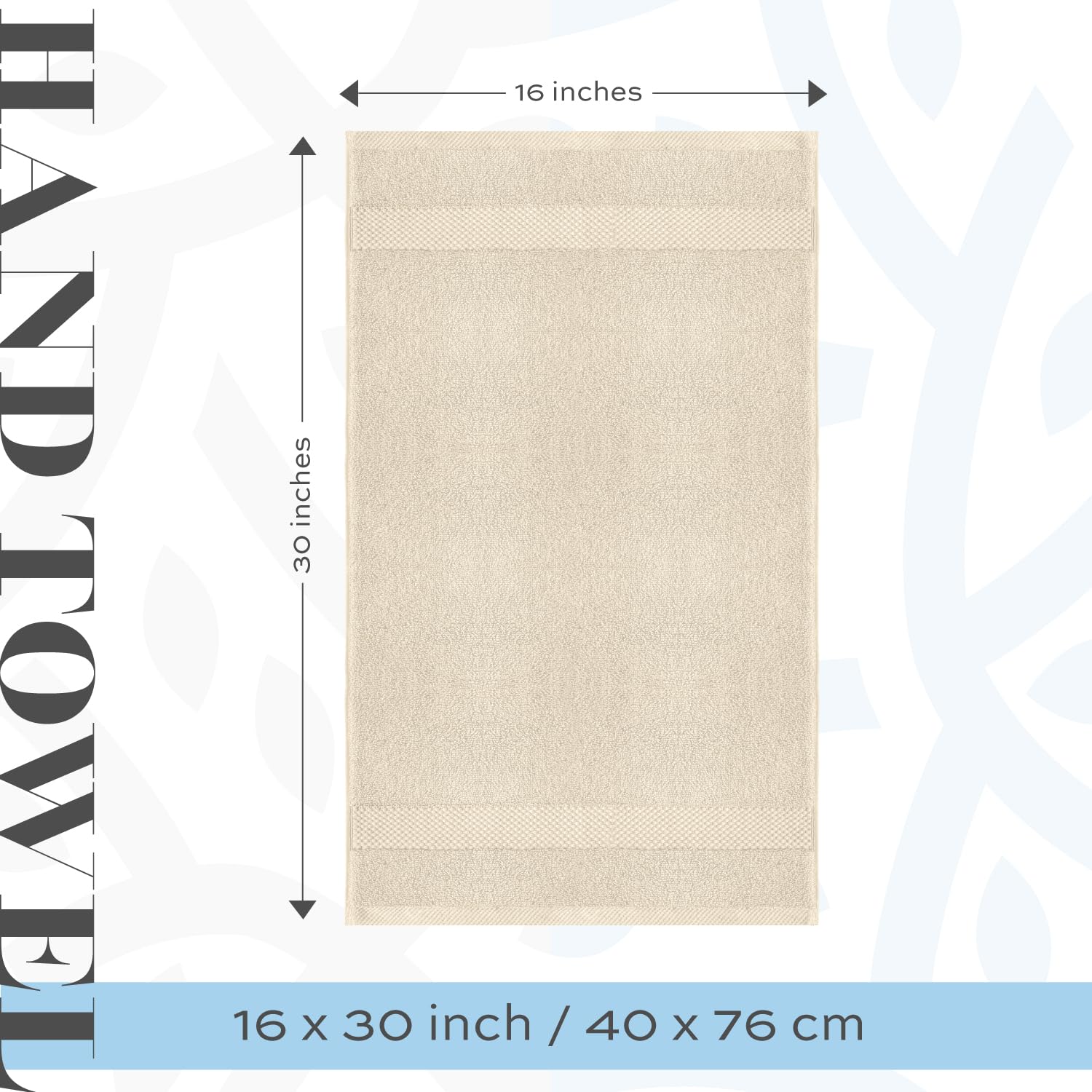 White Classic - Luxury Towel Set for Bathroom, Hotel, Spa, Kitchen, Egyptian Cotton, 16 x 30 Inches, 6 Piece Set (Ivory)