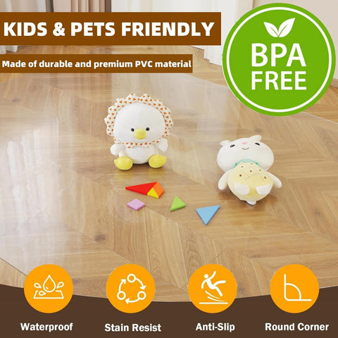 Royhom Clear PVC Chair Mat for Hard Floor - Office and Gaming Floor Protector, Transparent 60x110cm