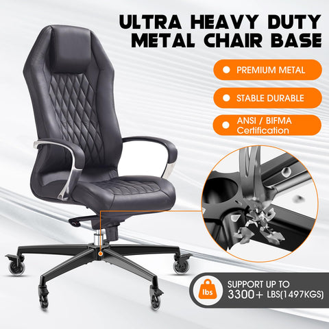 Office Chair Base Replacement PartsWith 5 Casters with Brakes(3300 lbs) - Heavy Alloy Office Chair Base Replacement, Universal Gas Cylinder