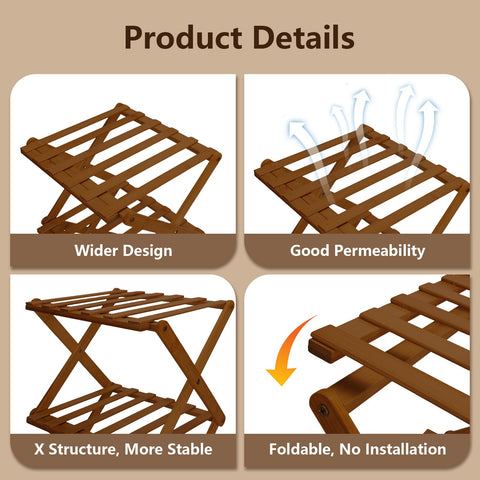 Simcat 7 Tier Natural Bamboo Shoe Rack,Space Saving Shoe Storage Organizer,Easy Assembly & Strong Design Shoes Stand Shelf Organiser for Closet