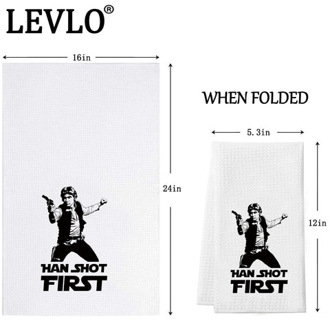 LEVLO Han Kitchen Towel Star Movie Fans Gift Han Shot First Tea Towel Han Merchandise (Han Shot First Towel)