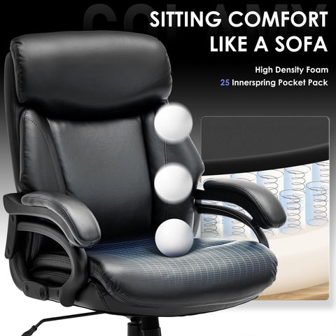 COLAMY Big and Tall Office Chair 400lbs, PU Leather Executive Office Chair for Heavy People