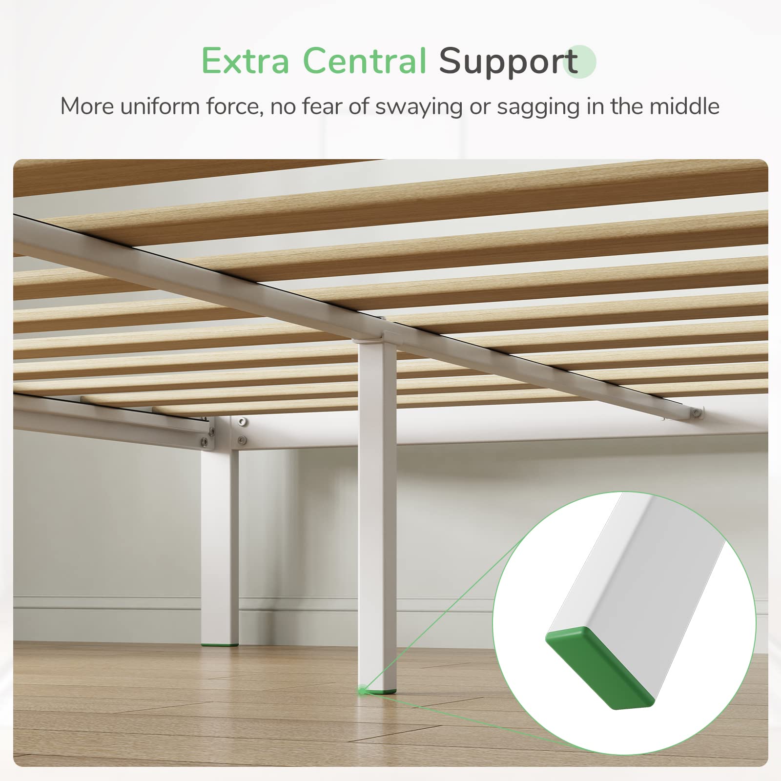 Novilla 30.5 cm Metal Bed Frame, 4FT Platform Bed Frame With Noise-cancelling Design, Engineered Wood Slat Support, Solid Support Leg, Easy Assembly