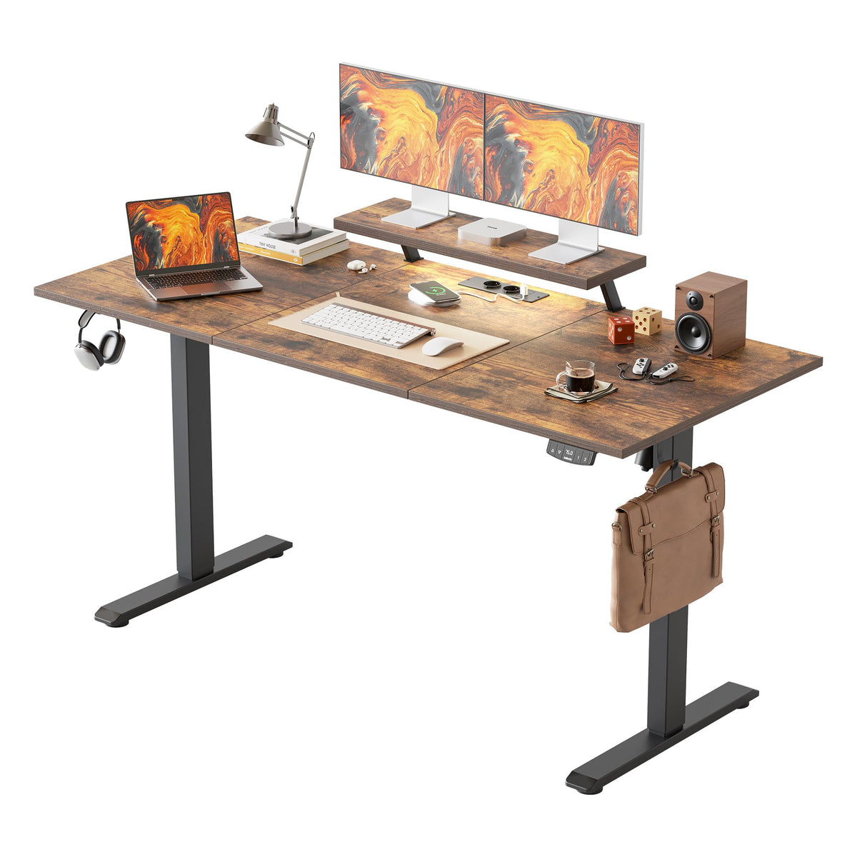 Agilestic Electric Standing Desk, Led & Plug, Movable Monitorstand, 160x60