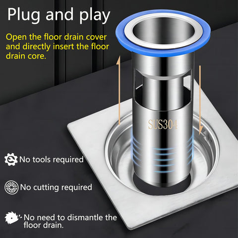 Qrity 1 PCS Shower Floor Drain 304 Stainless Steel Odor Proof Floor Drain Core, Drain protector, Floor Drain Backflow Preventer, 38mm