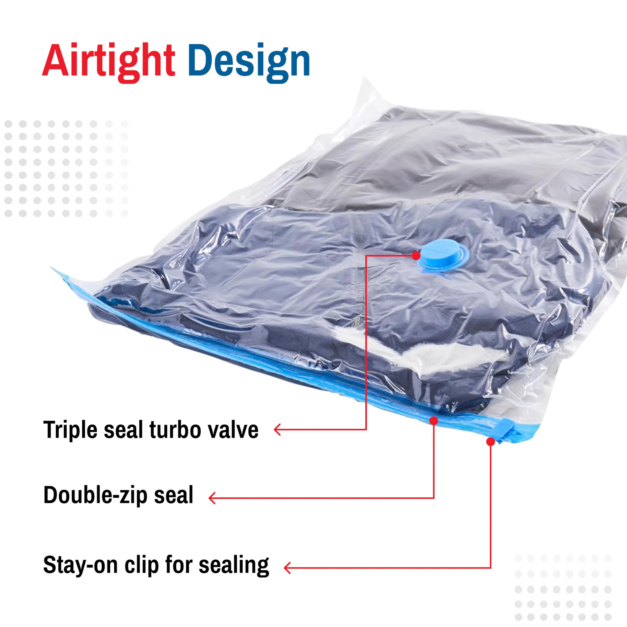 SpaceSaver Vacuum Storage Bags - Medium 10-Pack with Pump - Space Saving Compression Bags for Clothes, Bedding, and Linens
